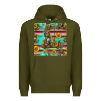 Army Green sunflowers donkey seamless pattern Premium Hoodie - HRA Design Shop