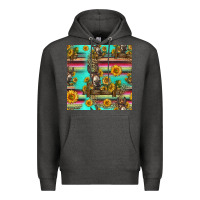 Charcoal Heather sunflowers donkey seamless pattern Premium Hoodie - HRA Design Shop