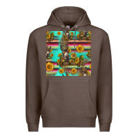 Coffee sunflowers donkey seamless pattern Premium Hoodie - HRA Design Shop