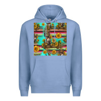 Colony Blue sunflowers donkey seamless pattern Premium Hoodie - HRA Design Shop