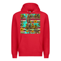 Red sunflowers donkey seamless pattern Premium Hoodie - HRA Design Shop