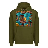 Army Green western boots seamless pattern Premium Hoodie - HRA Design Shop