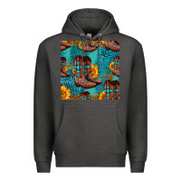 Charcoal Heather western boots seamless pattern Premium Hoodie - HRA Design Shop