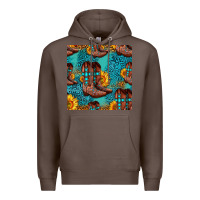 Coffee western boots seamless pattern Premium Hoodie - HRA Design Shop
