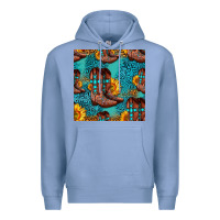 Colony Blue western boots seamless pattern Premium Hoodie - HRA Design Shop