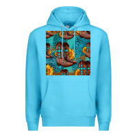 Ocean Blue western boots seamless pattern Premium Hoodie - HRA Design Shop