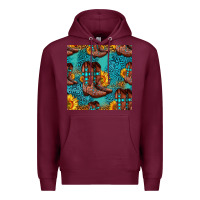 Burgundy western boots seamless pattern Premium Hoodie - HRA Design Shop
