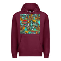 Burgundy western turquoise thunderbird seamless pattern Premium Hoodie - HRA Design Shop