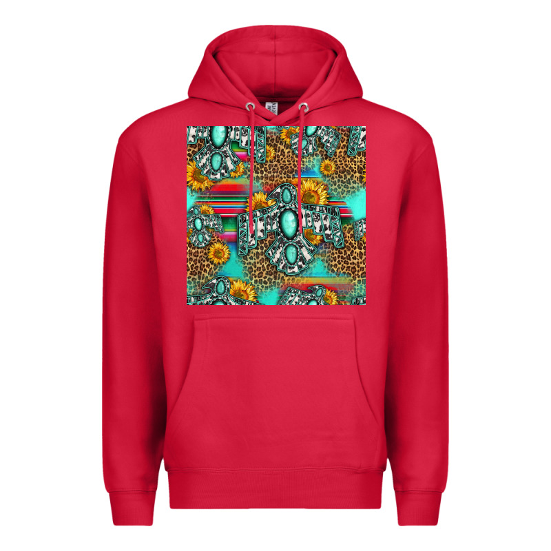 Western Turquoise Thunderbird Seamless Pattern Premium Hoodie by HRA Design Shop | Teevron