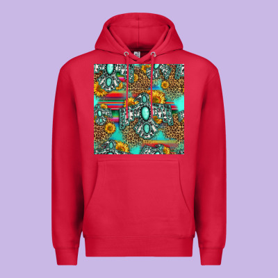 Western Turquoise Thunderbird Seamless Pattern Premium Hoodie Designed By Hra Design Shop