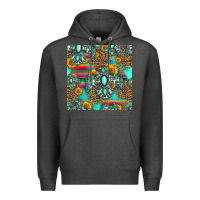 Charcoal Heather western turquoise thunderbird seamless pattern Premium Hoodie - HRA Design Shop