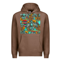 Chestnut western turquoise thunderbird seamless pattern Premium Hoodie - HRA Design Shop