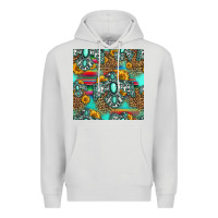 Dove Grey western turquoise thunderbird seamless pattern Premium Hoodie - HRA Design Shop