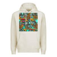 Oatmeal Heather western turquoise thunderbird seamless pattern Premium Hoodie - HRA Design Shop
