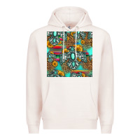 Pale Pink western turquoise thunderbird seamless pattern Premium Hoodie - HRA Design Shop