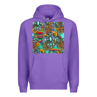 Purple western turquoise thunderbird seamless pattern Premium Hoodie - HRA Design Shop
