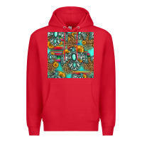 Red western turquoise thunderbird seamless pattern Premium Hoodie - HRA Design Shop