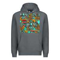 Rock western turquoise thunderbird seamless pattern Premium Hoodie - HRA Design Shop