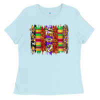Baby Blue mardi gras cake fleur de lis crawfish brushstrokes Ladies Tee - Artiststas