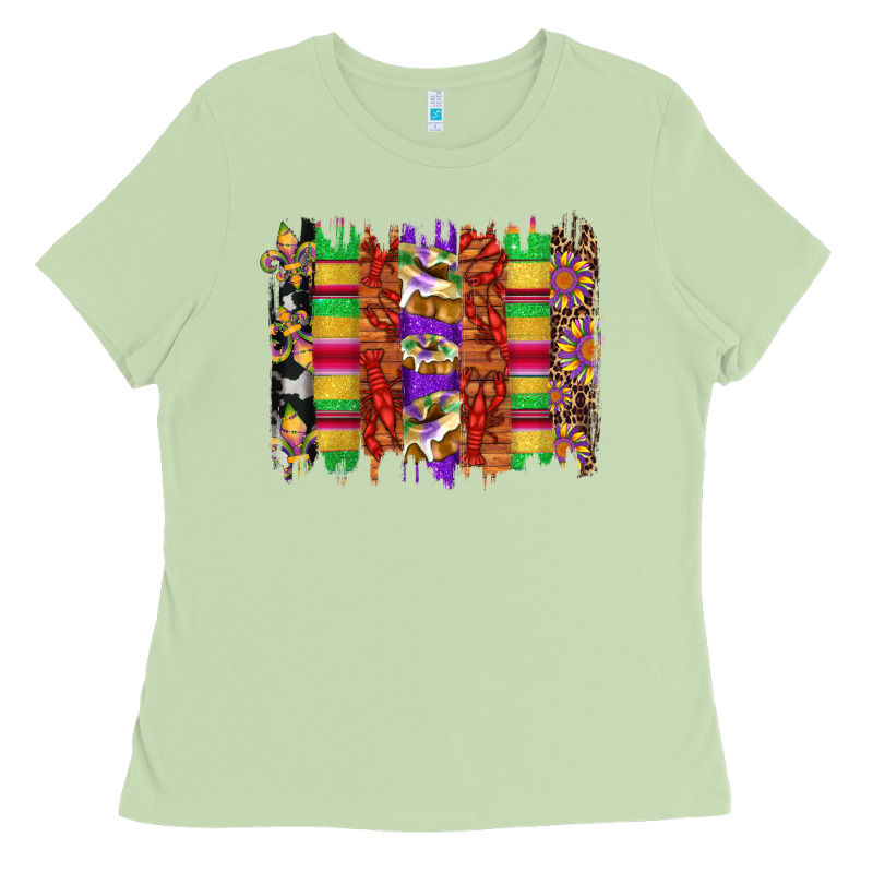 Mardi Gras Cake Fleur De Lis Crawfish Brushstrokes Ladies Tee by Artiststas | Teevron