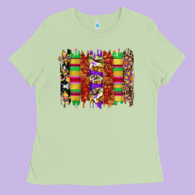 Mardi Gras Cake Fleur De Lis Crawfish Brushstrokes Ladies Tee Designed By Artiststas