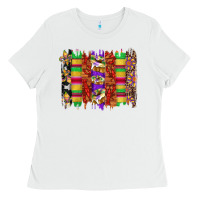 White mardi gras cake fleur de lis crawfish brushstrokes Ladies Tee - Artiststas