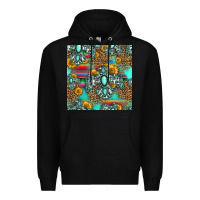 Black western turquoise thunderbird seamless pattern Premium Hoodie - HRA Design Shop
