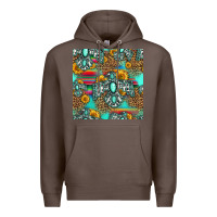 Coffee western turquoise thunderbird seamless pattern Premium Hoodie - HRA Design Shop