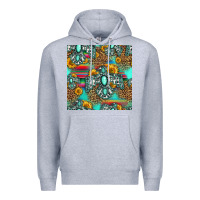Heather Grey western turquoise thunderbird seamless pattern Premium Hoodie - HRA Design Shop