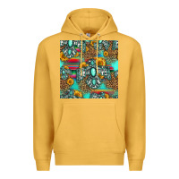 Mustard western turquoise thunderbird seamless pattern Premium Hoodie - HRA Design Shop