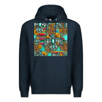 Navy western turquoise thunderbird seamless pattern Premium Hoodie - HRA Design Shop