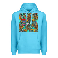Ocean Blue western turquoise thunderbird seamless pattern Premium Hoodie - HRA Design Shop