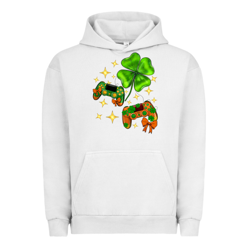 St. Patrick's Day With Game Control And Clover Urban Hoodie by Neo Western | Teevron