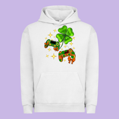 St. Patrick's Day With Game Control And Clover Urban Hoodie Designed By Neo Western