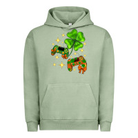 Pigment Oil Green St. Patrick's Day with game control and clover Urban Hoodie - Neo Western
