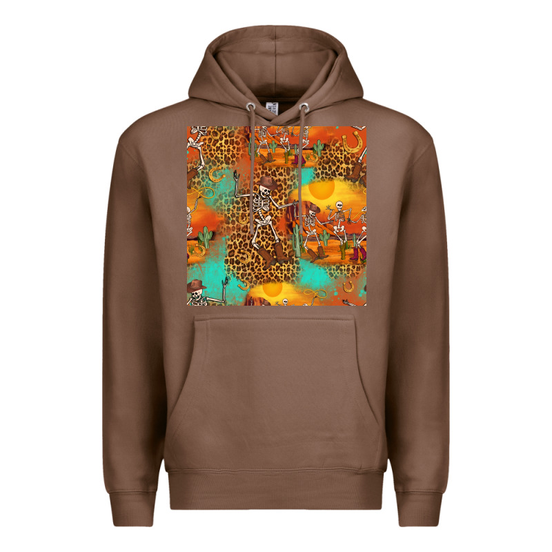 Western Skeleton Seamless Pattern Premium Hoodie by HRA Design Shop | Teevron