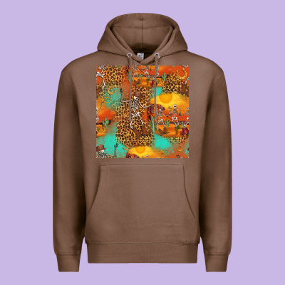 Western Skeleton Seamless Pattern Premium Hoodie Designed By Hra Design Shop