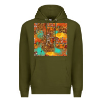 Army Green western skeleton seamless pattern Premium Hoodie - HRA Design Shop