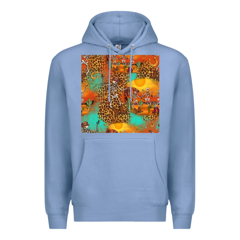 Western Skeleton Seamless Pattern Premium Hoodie by HRA Design Shop | Teevron