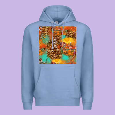 Western Skeleton Seamless Pattern Premium Hoodie Designed By Hra Design Shop