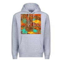 Heather Grey western skeleton seamless pattern Premium Hoodie - HRA Design Shop