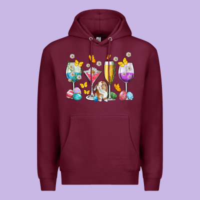 Easter Wine Glasses Easter Day Premium Hoodie Designed By Neo Western