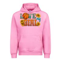 Fuchsia Pink love my girl basketball Urban Hoodie - HRA Design Shop