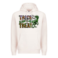 Pale Pink Trick RAWR Treat Premium Hoodie - CowhideDigitalArt