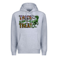 Heather Grey Trick RAWR Treat Premium Hoodie - CowhideDigitalArt