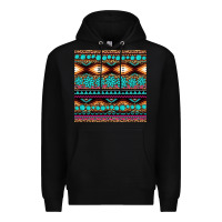 Black aztec turquoise gemstone seamless pattern Premium Hoodie - HRA Design Shop