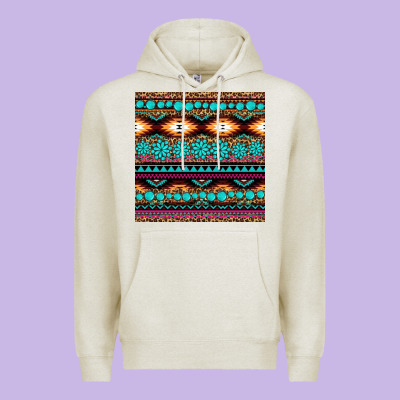 Aztec Turquoise Gemstone Seamless Pattern Premium Hoodie Designed By Hra Design Shop