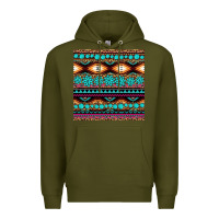 Army Green aztec turquoise gemstone seamless pattern Premium Hoodie - HRA Design Shop
