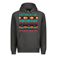 Charcoal Heather aztec turquoise gemstone seamless pattern Premium Hoodie - HRA Design Shop