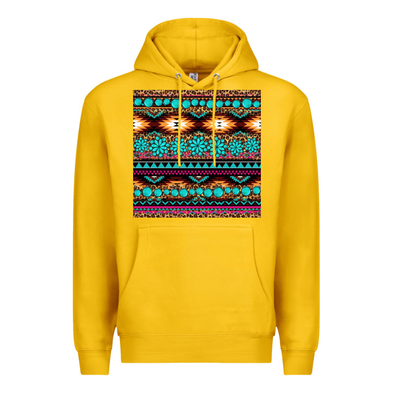 Aztec Turquoise Gemstone Seamless Pattern Premium Hoodie by HRA Design Shop | Teevron